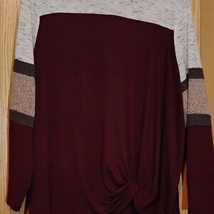 Maurices 24/7 Burgundy shirt with sporty look. Plus size 3